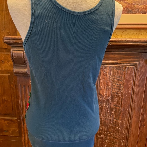 Double D Ranch Tank Top, Teal w Crosses XL - Picture 4 of 6